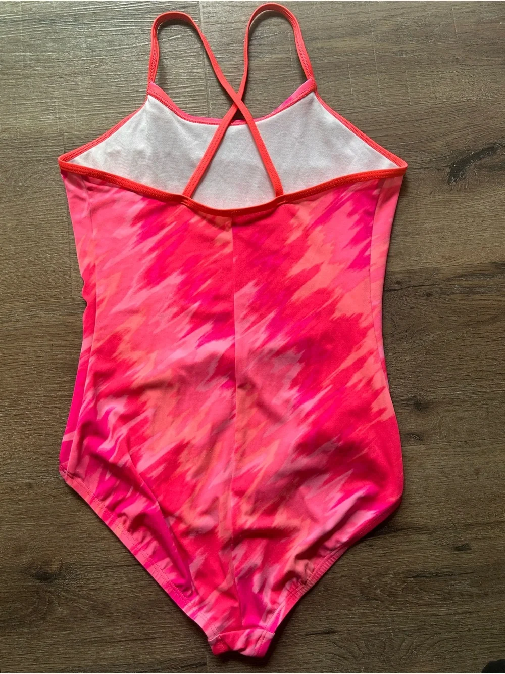 Nike Girls One Piece Swimsuit Youth XL 16 Multicolor Abstract Crossback